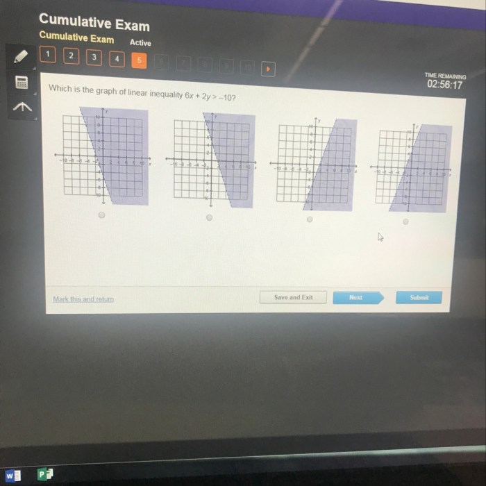 Which is the graph of linear inequality 6x 2y 10